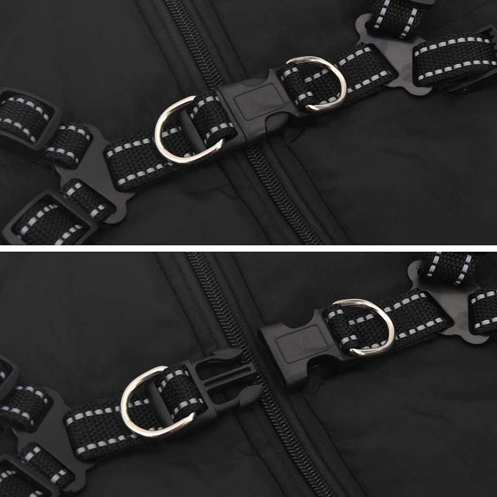 Hundemantel mit Geschirr Schwarz 4XL Fleece und Polyester