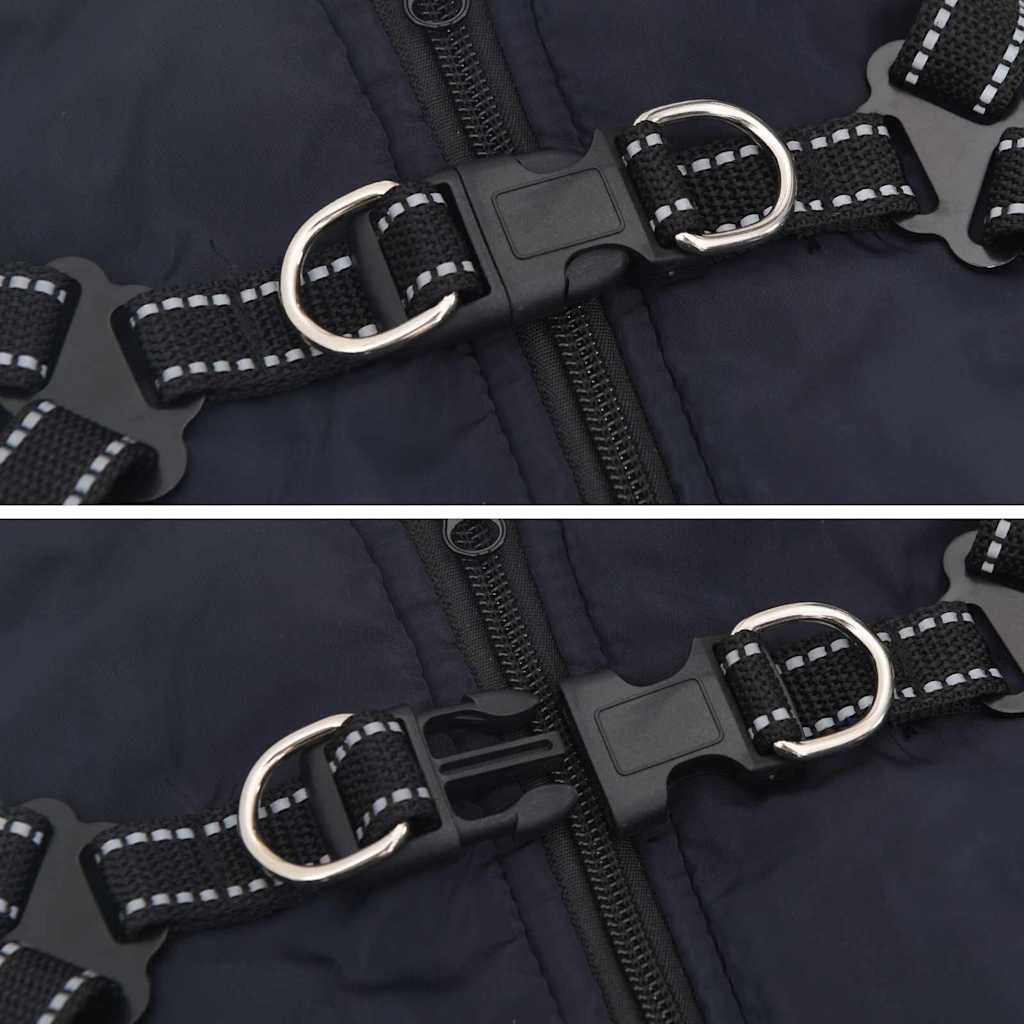 Hundemantel mit Geschirr Marineblau M Fleece und Polyester