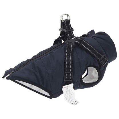 Hundemantel mit Geschirr Marineblau M Fleece und Polyester