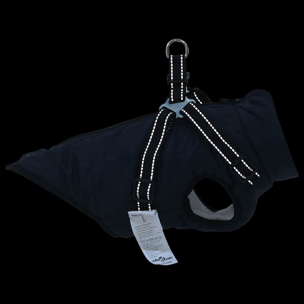 Hundemantel mit Geschirr Marineblau L Fleece und Polyester