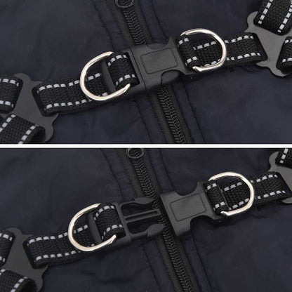 Hundemantel mit Geschirr Marineblau XL Fleece und Polyester