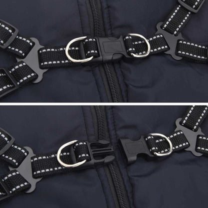 Hundemantel mit Geschirr Marineblau 3XL Fleece und Polyester