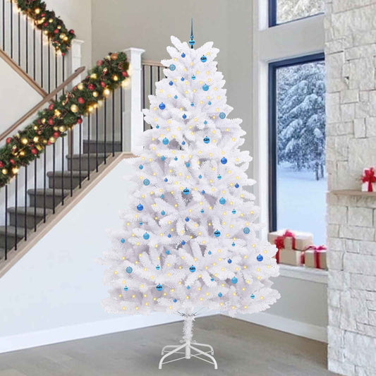 Künstlicher klappbarer Weihnachtsbaum Weiß 300 cm PVC und Stahl