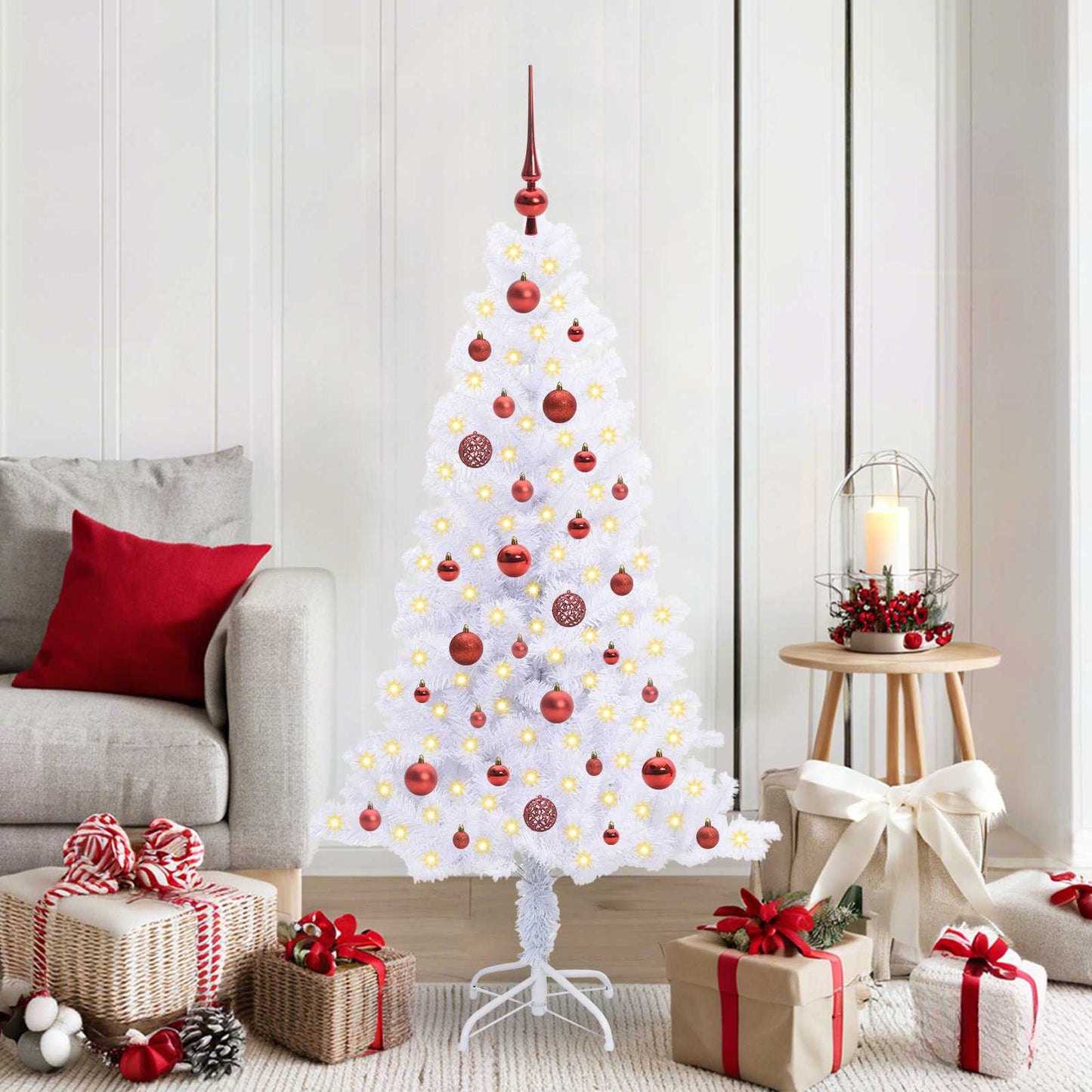 Künstlicher Weihnachtsbaum Weiß 150 cm PVC und Stahl