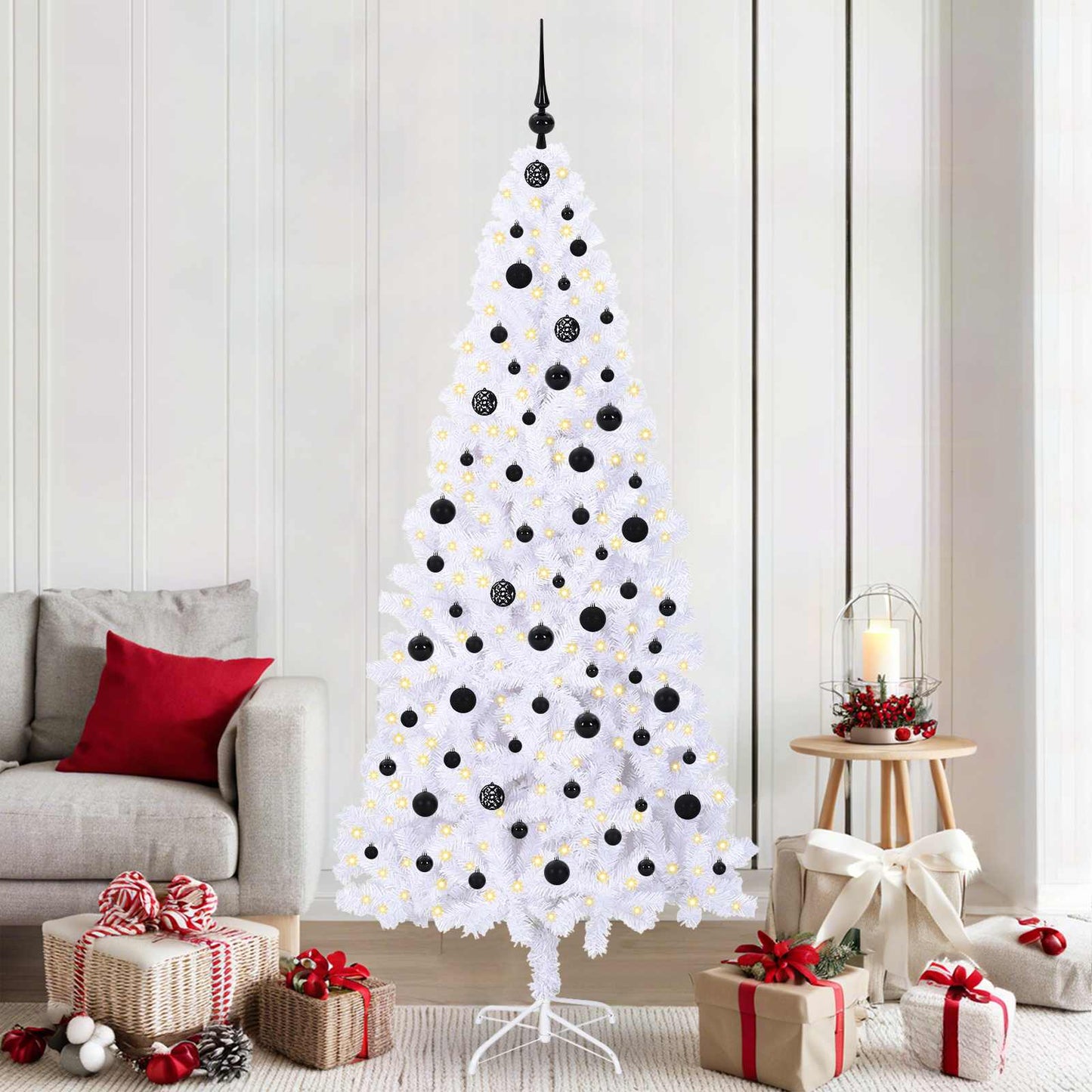 Künstlicher Weihnachtsbaum Weiß 210 cm PVC und Stahl