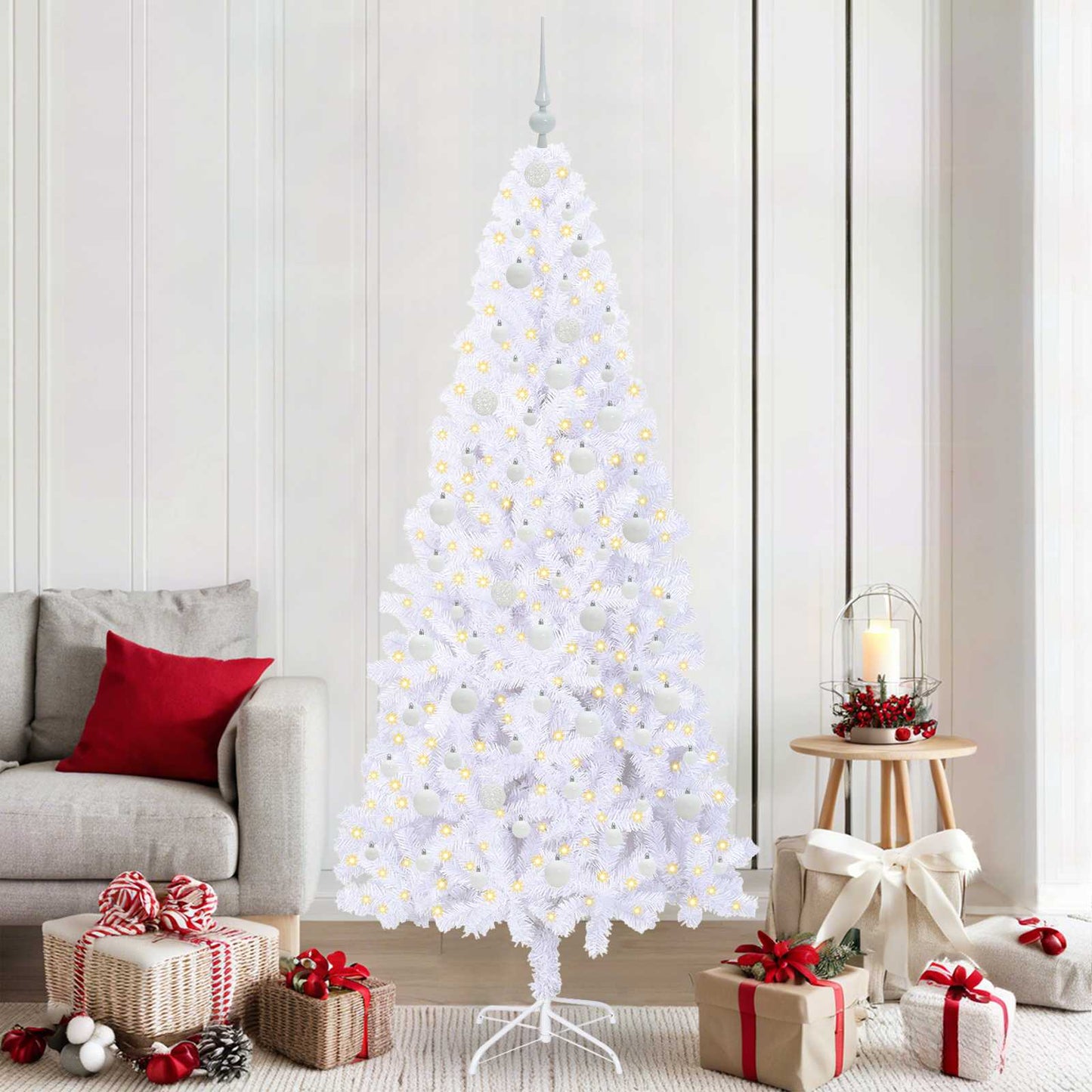 Künstlicher Weihnachtsbaum Weiß 210 cm PVC und Stahl