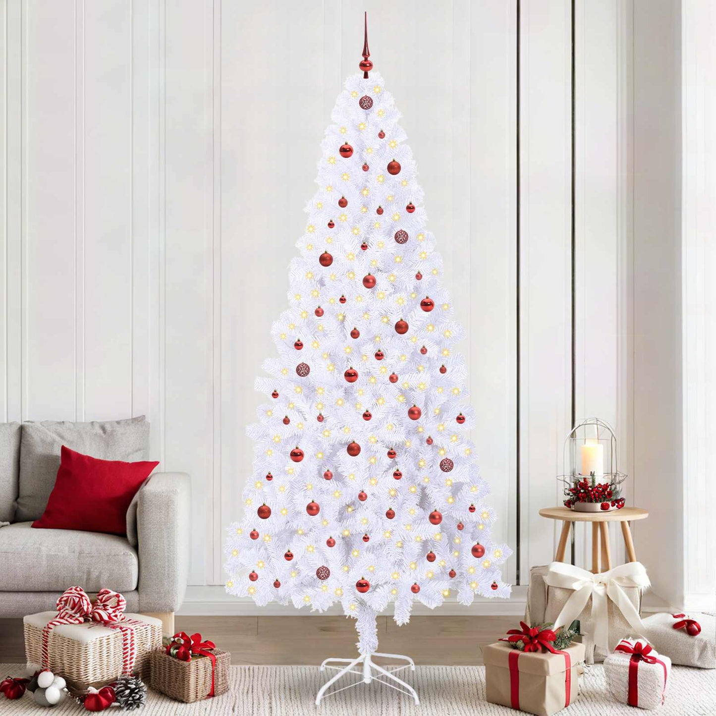 Künstlicher Weihnachtsbaum Weiß 240 cm PVC und Stahl