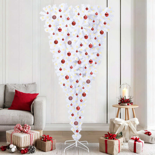 Künstlicher Weihnachtsbaum Weiß 210 cm PVC und Stahl