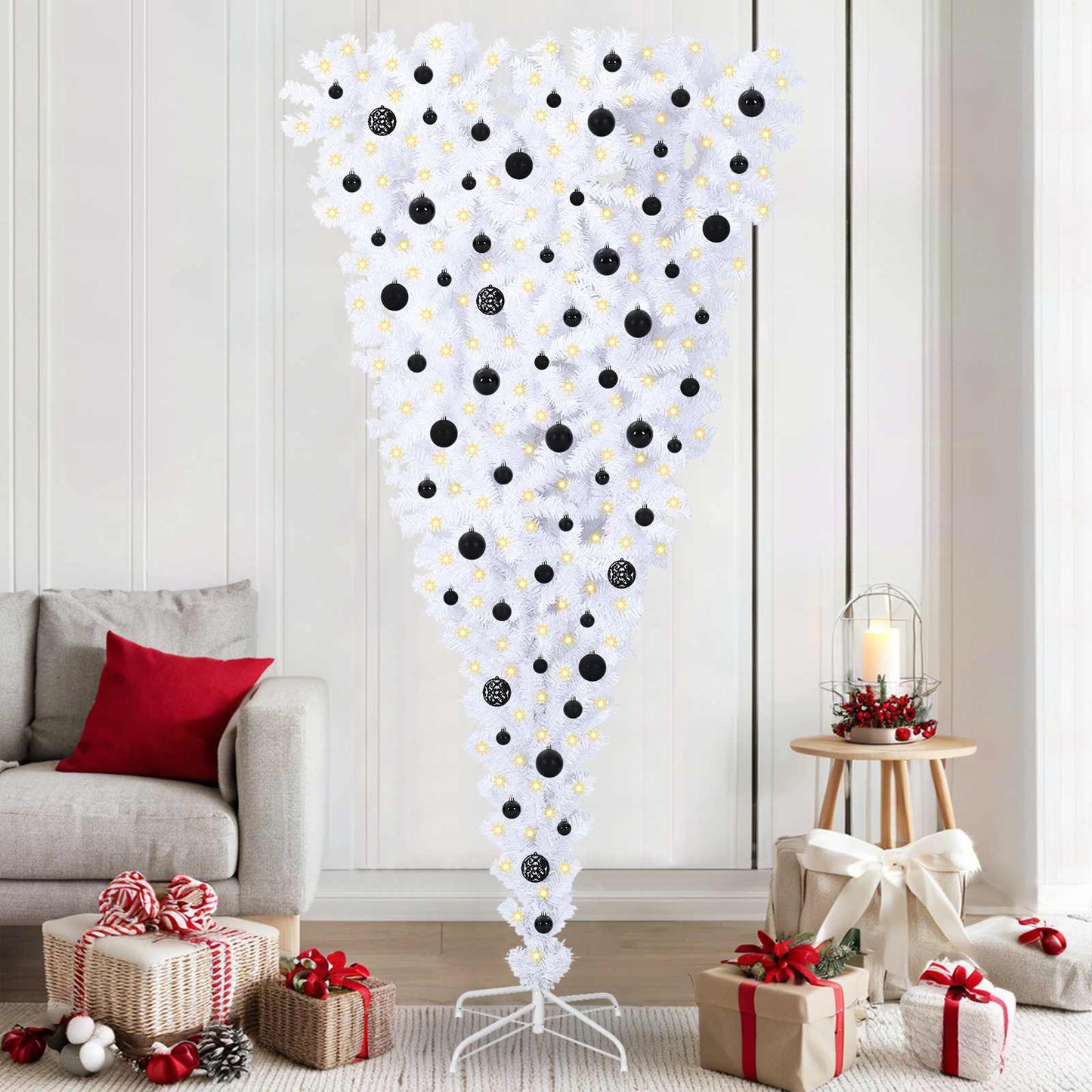 Künstlicher Weihnachtsbaum Weiß 210 cm PVC und Stahl