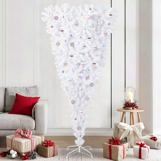 Künstlicher Weihnachtsbaum Weiß 210 cm PVC und Stahl