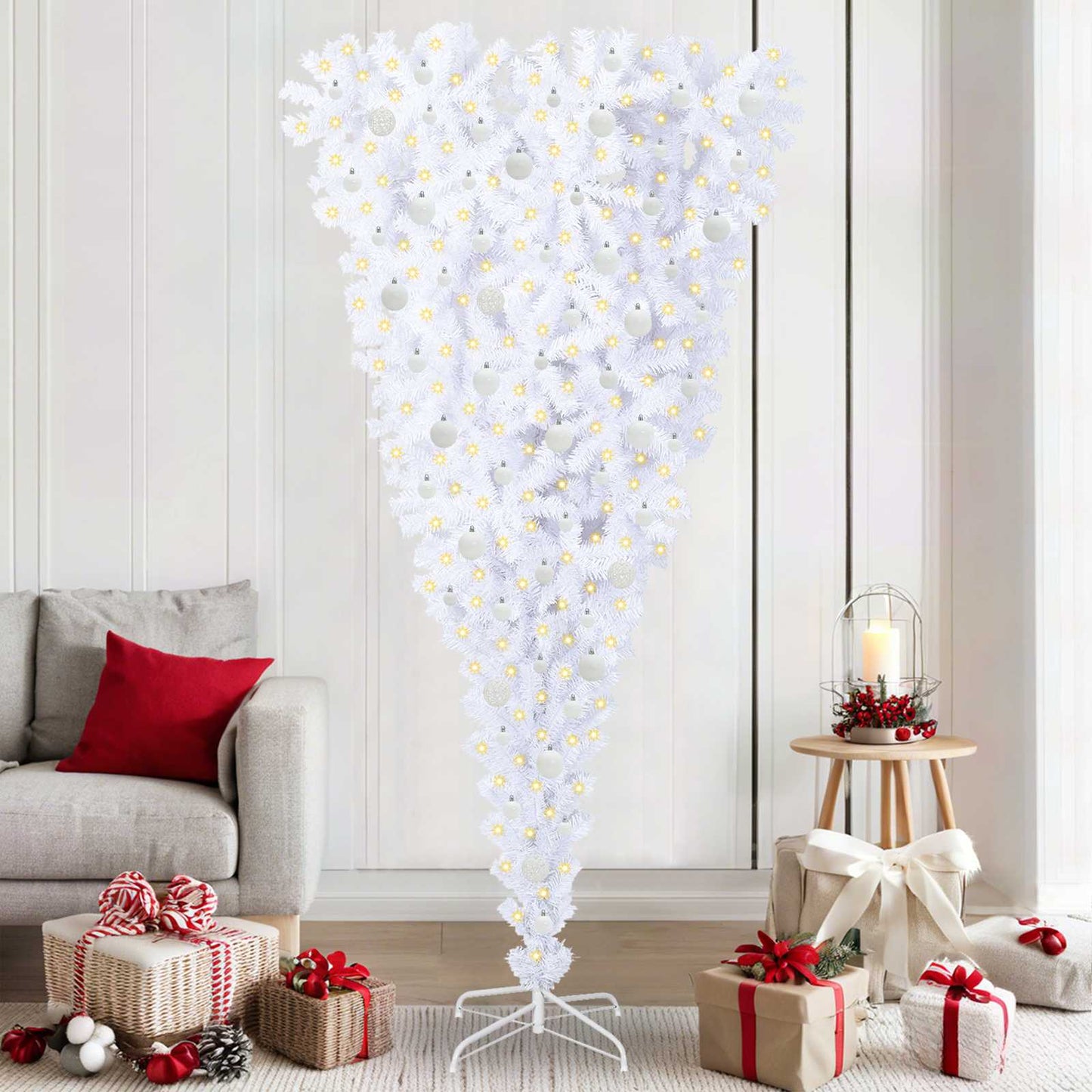 Künstlicher Weihnachtsbaum Weiß 210 cm PVC und Stahl