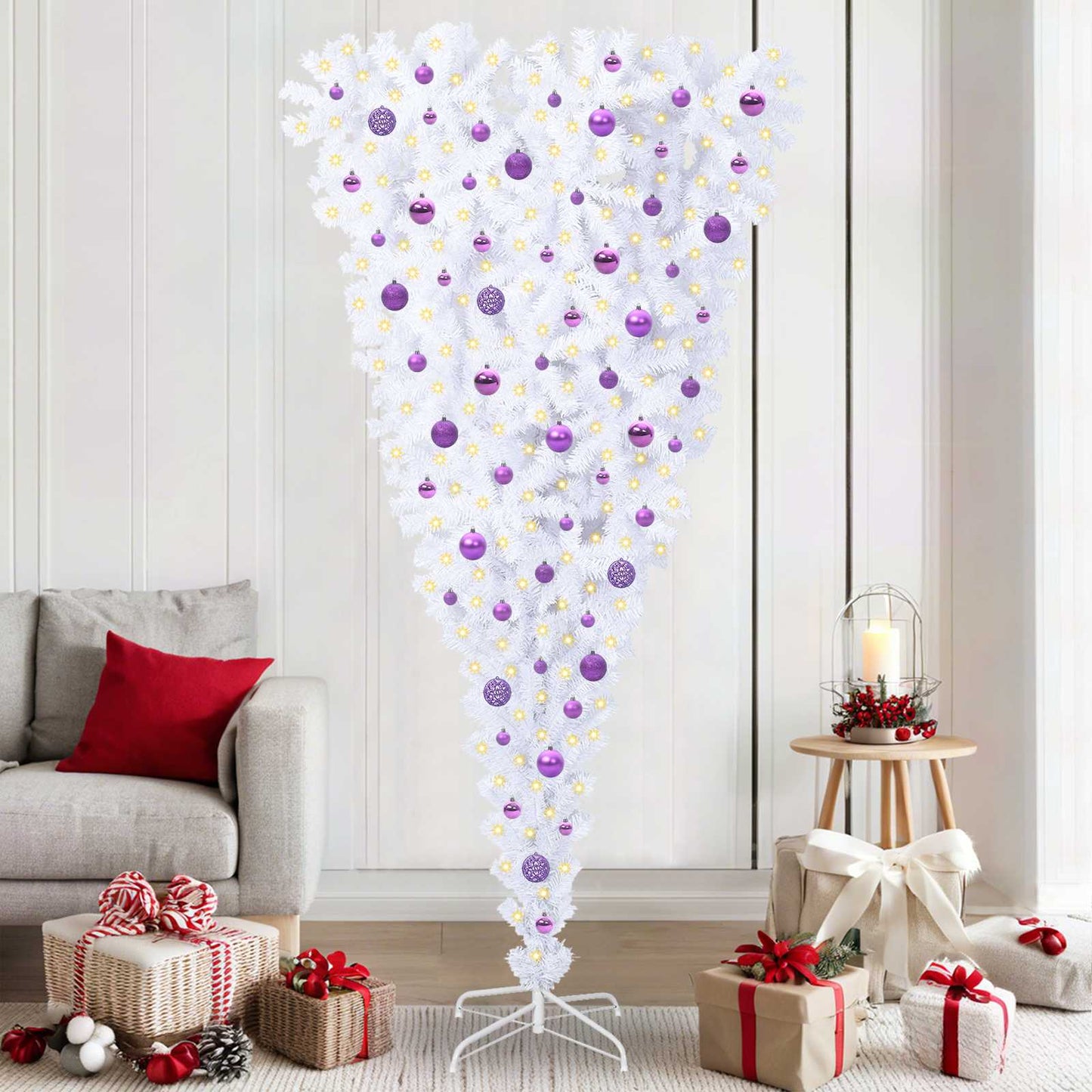 Künstlicher Weihnachtsbaum Weiß 210 cm PVC und Stahl