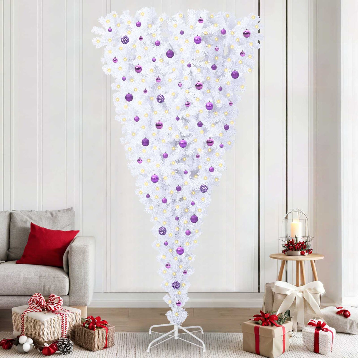 Künstlicher Weihnachtsbaum Weiß 240 cm PVC und Stahl