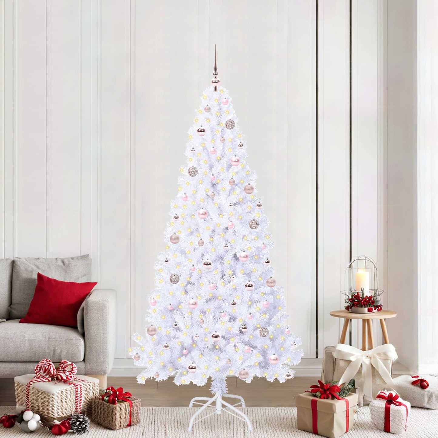 Künstlicher Weihnachtsbaum Weiß 210 cm PVC und Stahl
