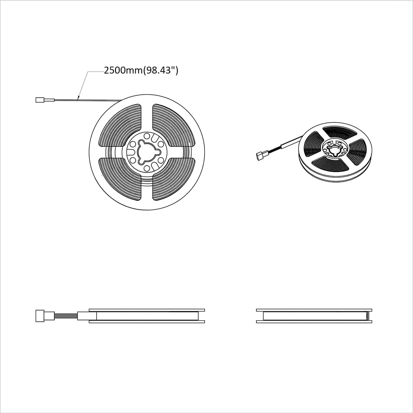 LED Streifen 4 pcs Schwarz und Transparent 250 cm