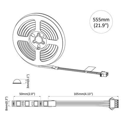LED Streifen 4 pcs Schwarz und Transparent 45 x 0,8 x 0,3 cm