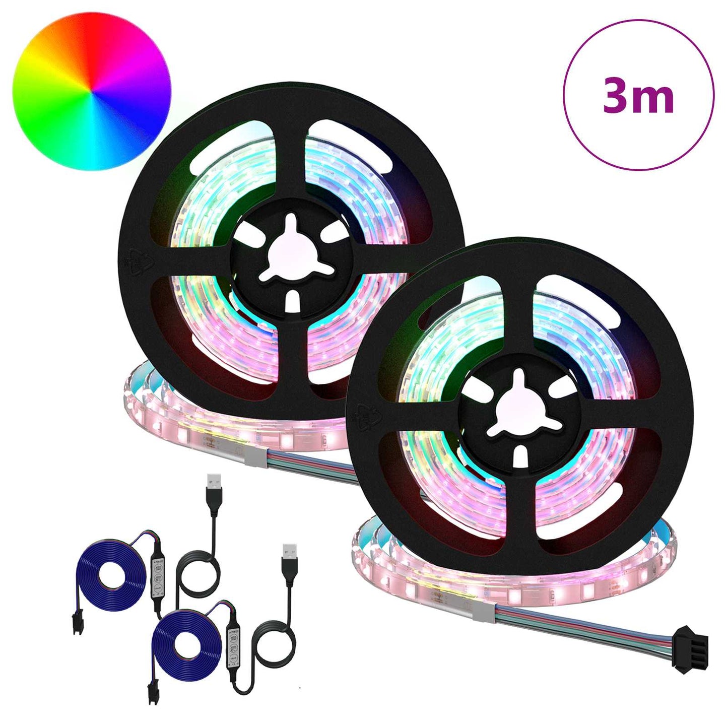 LED Streifen 4 pcs Schwarz und Transparent 75 x 0,8 x 0,3 cm