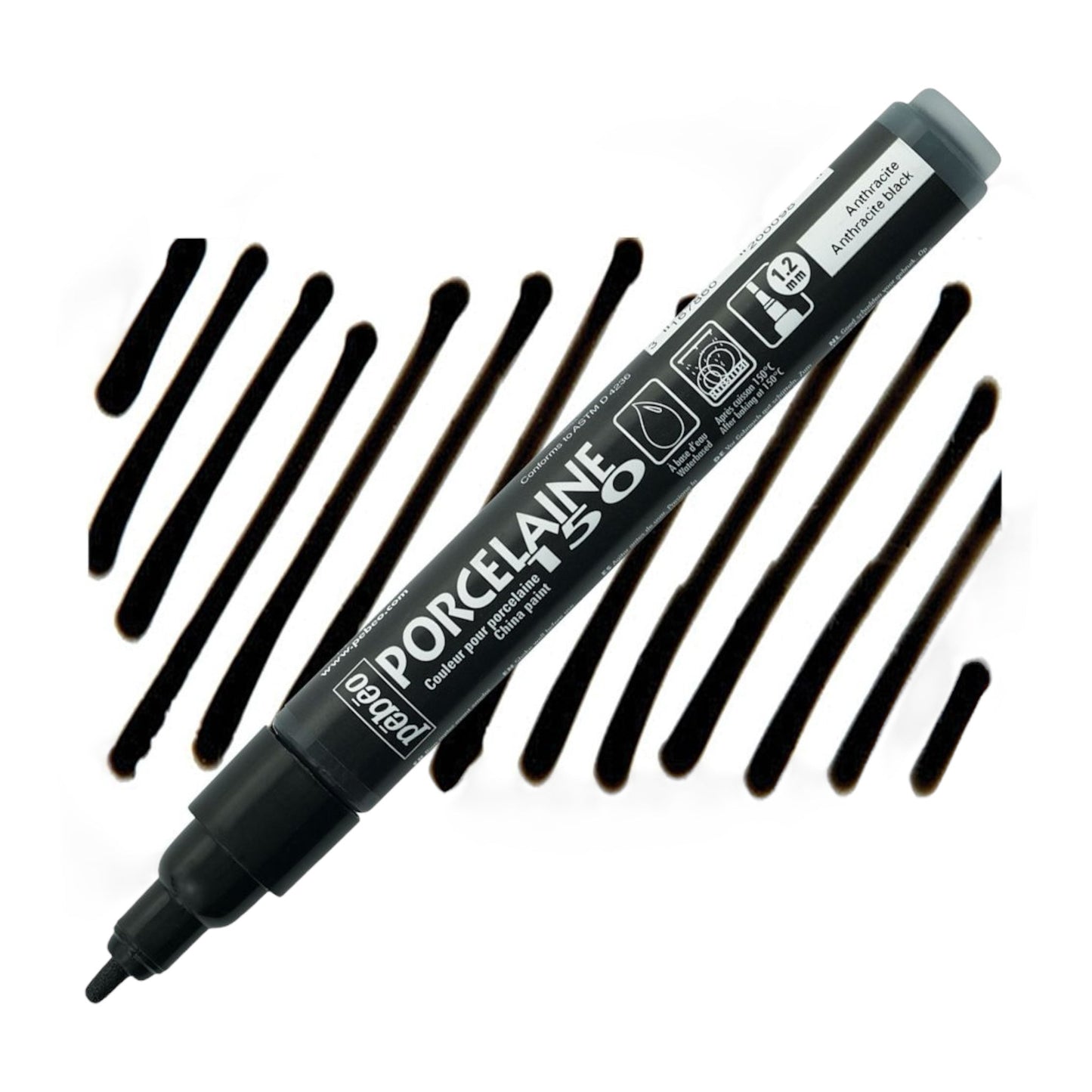 Pebeo Porcelaine 150 Paint Marker - Anthracite Black, Breit