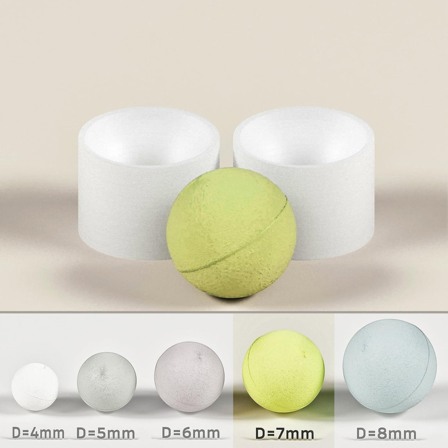 Goleo Handformen für Badebomben – Rund, 5 Größen (Ø 4–8cm)
