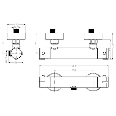 EISL Thermostat-Brausebatterie CLAUDIO Chrom