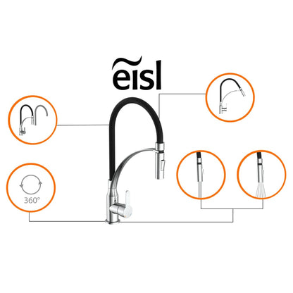 EISL Küchenarmatur mit Soft-Touch-Auslauf CARNEO Chrom-Schwarz