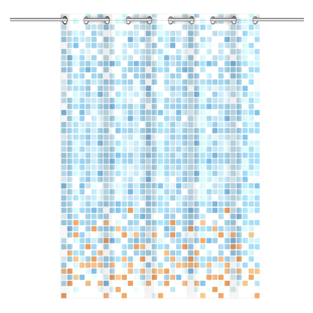 EISL Duschvorhang Blau/Orange Mosaikmuster 200x180x0,2 cm