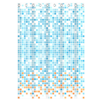 EISL Duschvorhang Blau/Orange Mosaikmuster 200x180x0,2 cm