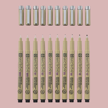 Sakura Pigma Micron Fineliner Set, 10 Stück