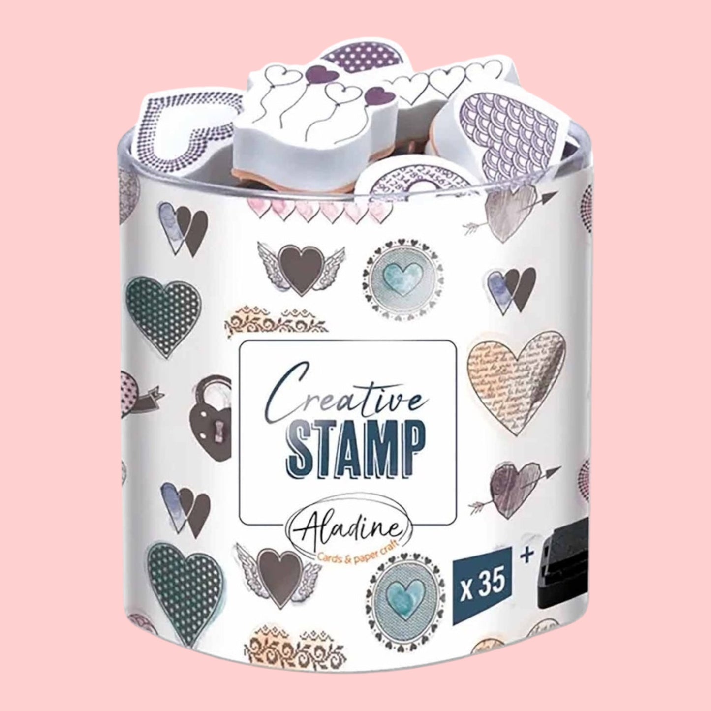 Aladine. Stempelset Hearts 35 Stk. inkl. Stempelkissen