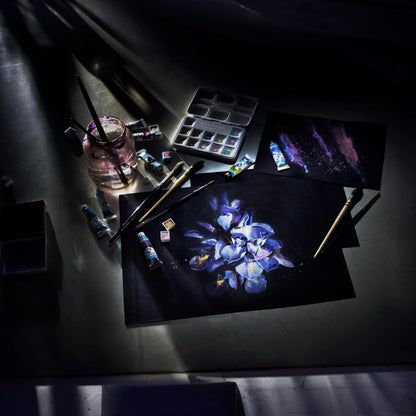 Van Gogh Aquarell Pocket Box Metallic & Interference 12er- Näpfchen, Pinsel