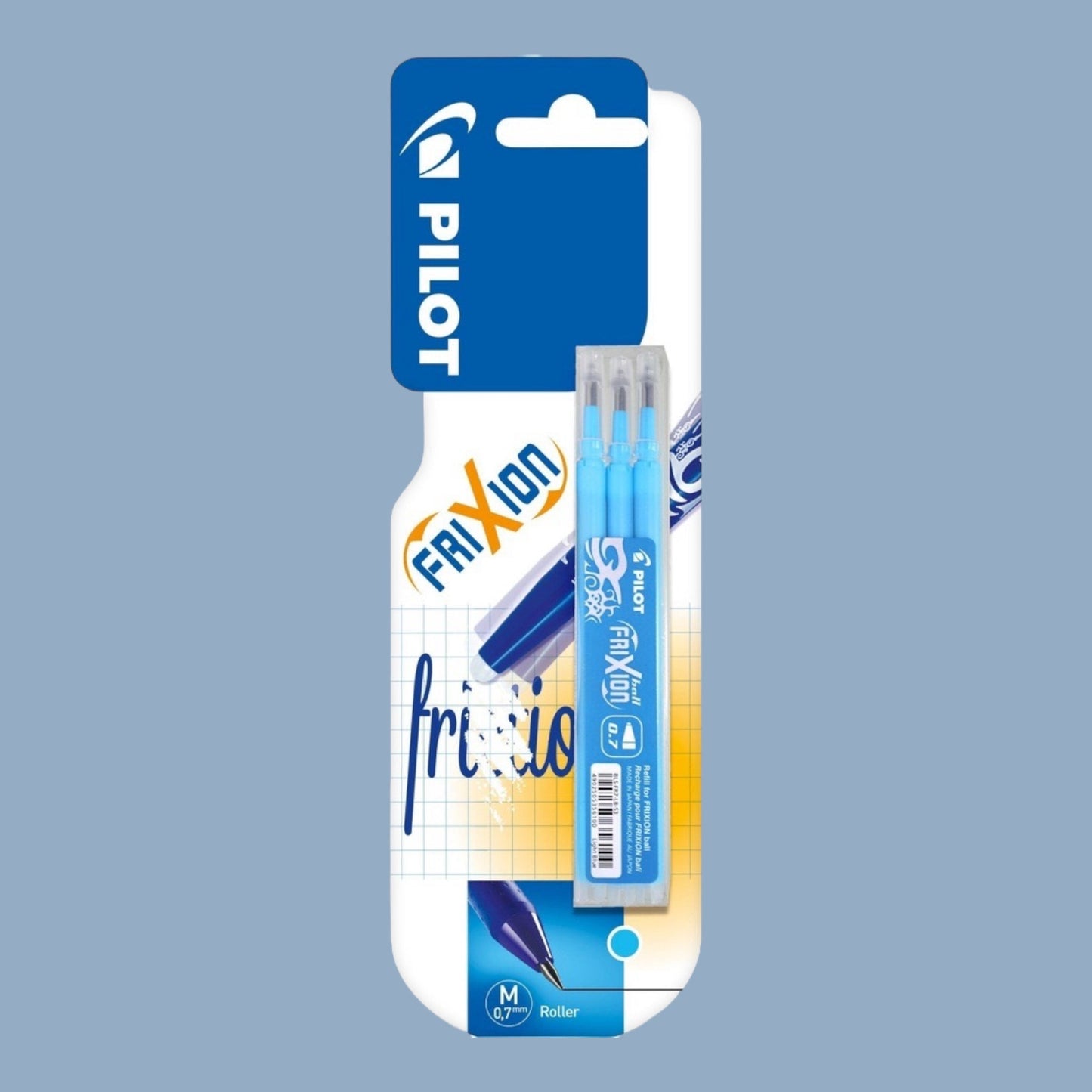 Pilot FriXion Refill – Set 3 Ersatzminen, Hellblau 0,7 mm