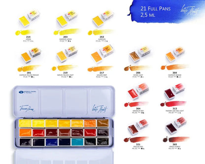 Nevskaya Palitra White Nights™ Aquarellfarbe Set Bazanova im Metallkasten 21 x 2,5 ml Näpfchen