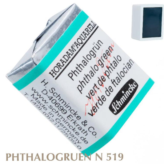 Schmincke HORADAM Aquarellfarbe  1/2 Näpfchen № 519 Phthalogruen