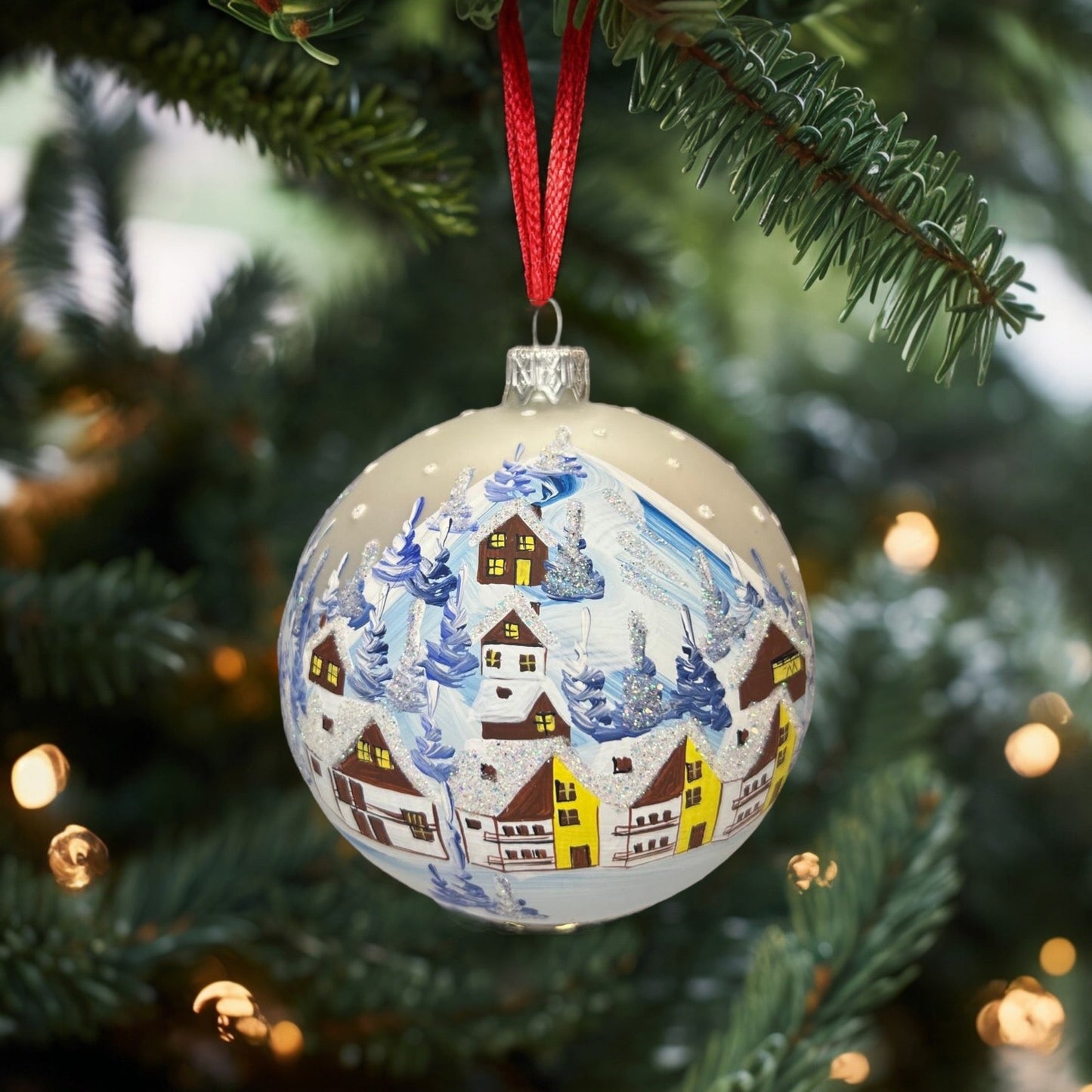 Weihnachtskugeln Winterliches Schweiz Weiss