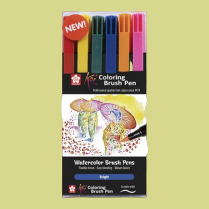 Sakura Koi Coloring Brush Pen Set „Bright“, 6 Farben