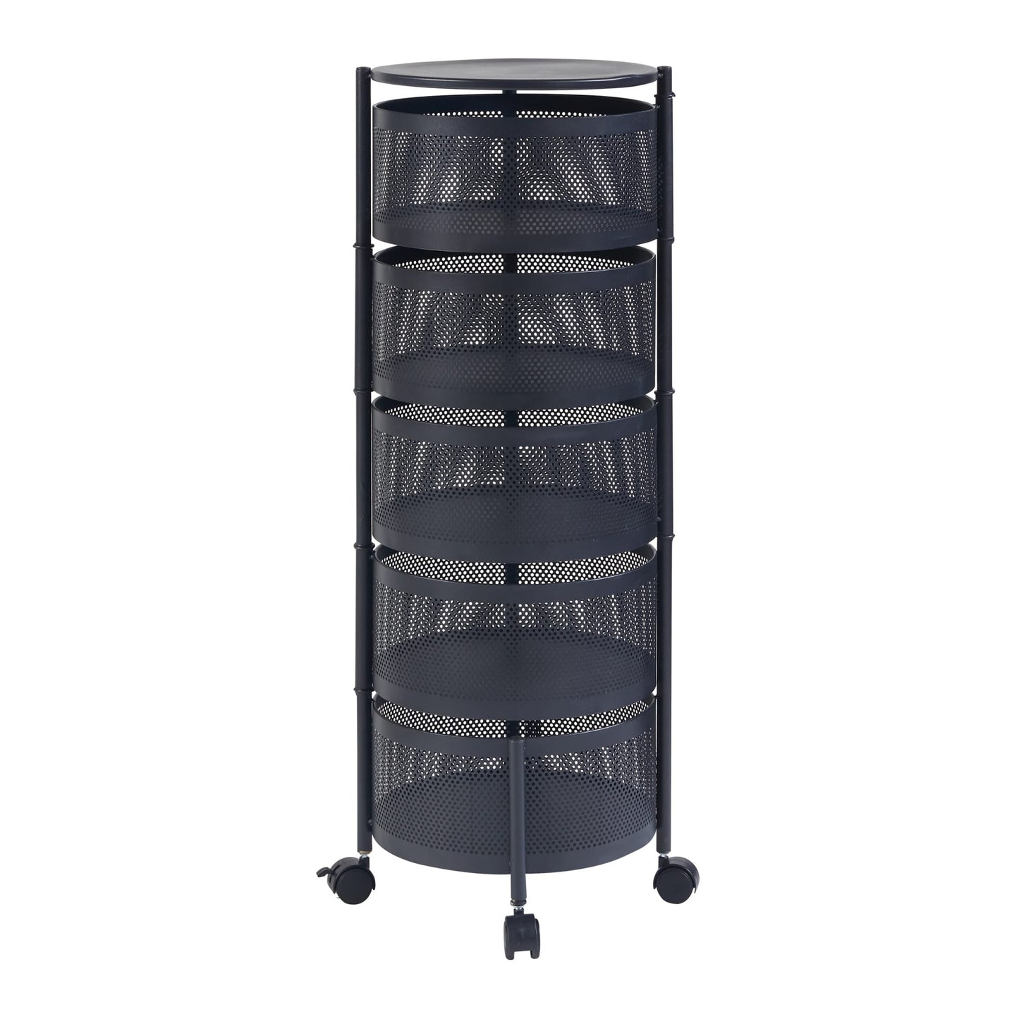 Drehbares Aufbewahrungsregal auf Rollen – 5 Ebenen, 94 cm, für Wohnzimmer & Büro