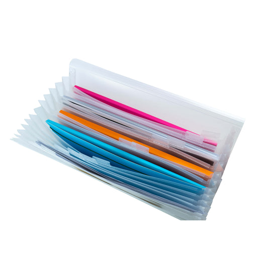 Fächermappe A4 Transparent – 13 Fächer & 12 Beschriftbare Tabs