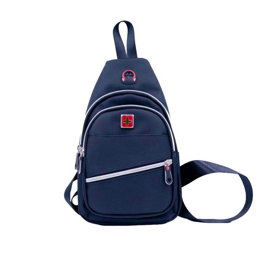 Swiss Brusttasche Navy – 2 Hauptfächer, Verstellbarer Gurt & 19x9x39cm
