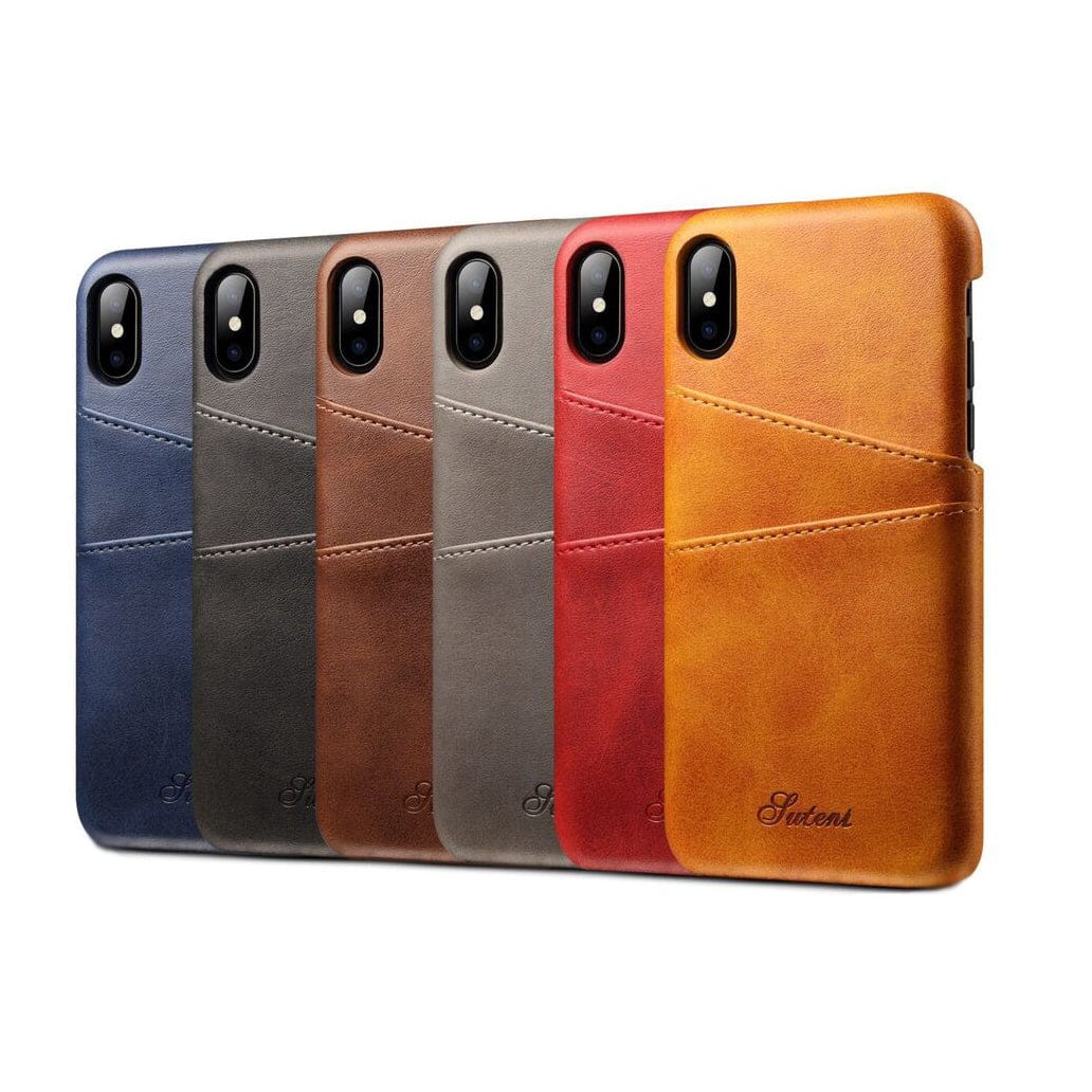Hardcase Lederhülle für iPhone XR – mit 2 Kartenfächern
