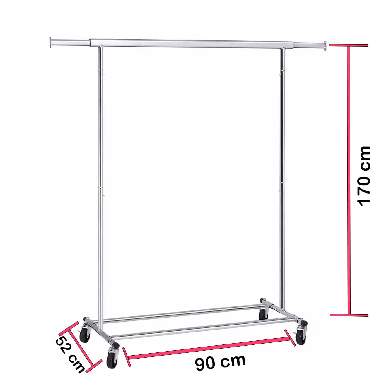 Roll-Kleiderständer – 90x52x170cm, Rollbar & Robust