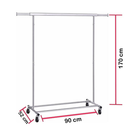 Roll-Kleiderständer – 90x52x170cm, Rollbar & Robust