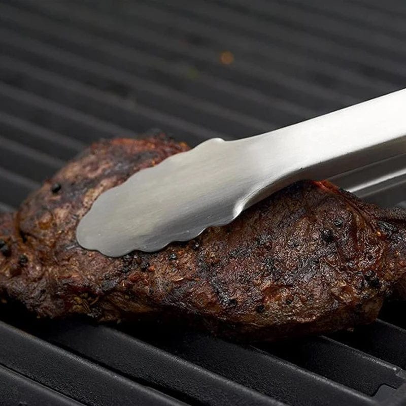 Grillzange mit Holzgriff – 30cm, gezackte Greifflächen & ergonomisch