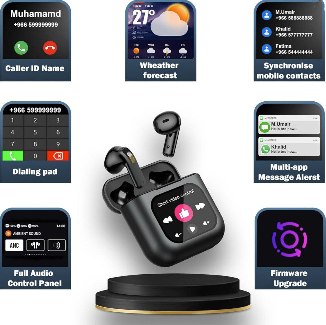 Bluetooth Kopfhörer mit Display – 10h Akkulaufzeit