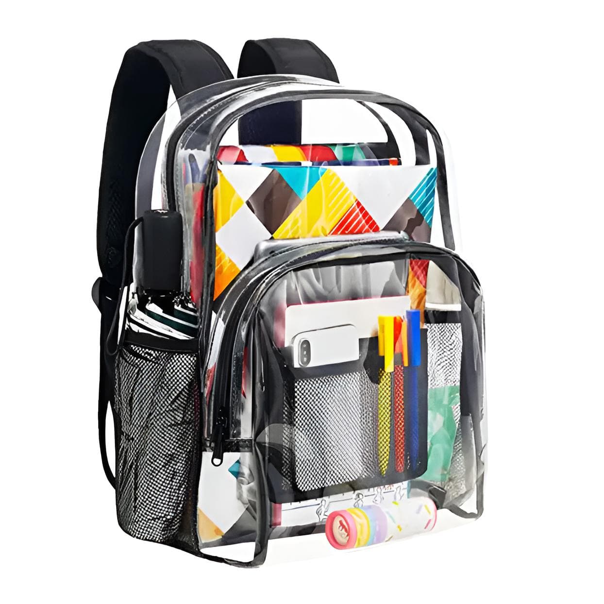 Transparenter Rucksack aus PVC – 40 x 20 x 32 cm, wasserabweisend