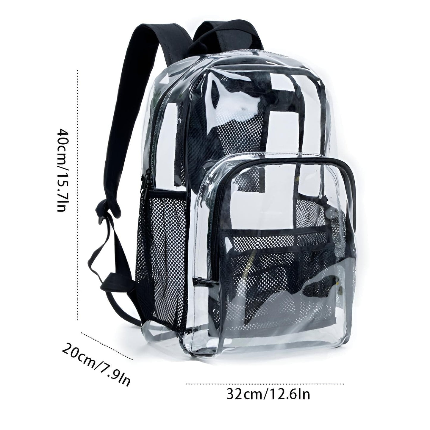 Transparenter Rucksack aus PVC – 40 x 20 x 32 cm, wasserabweisend