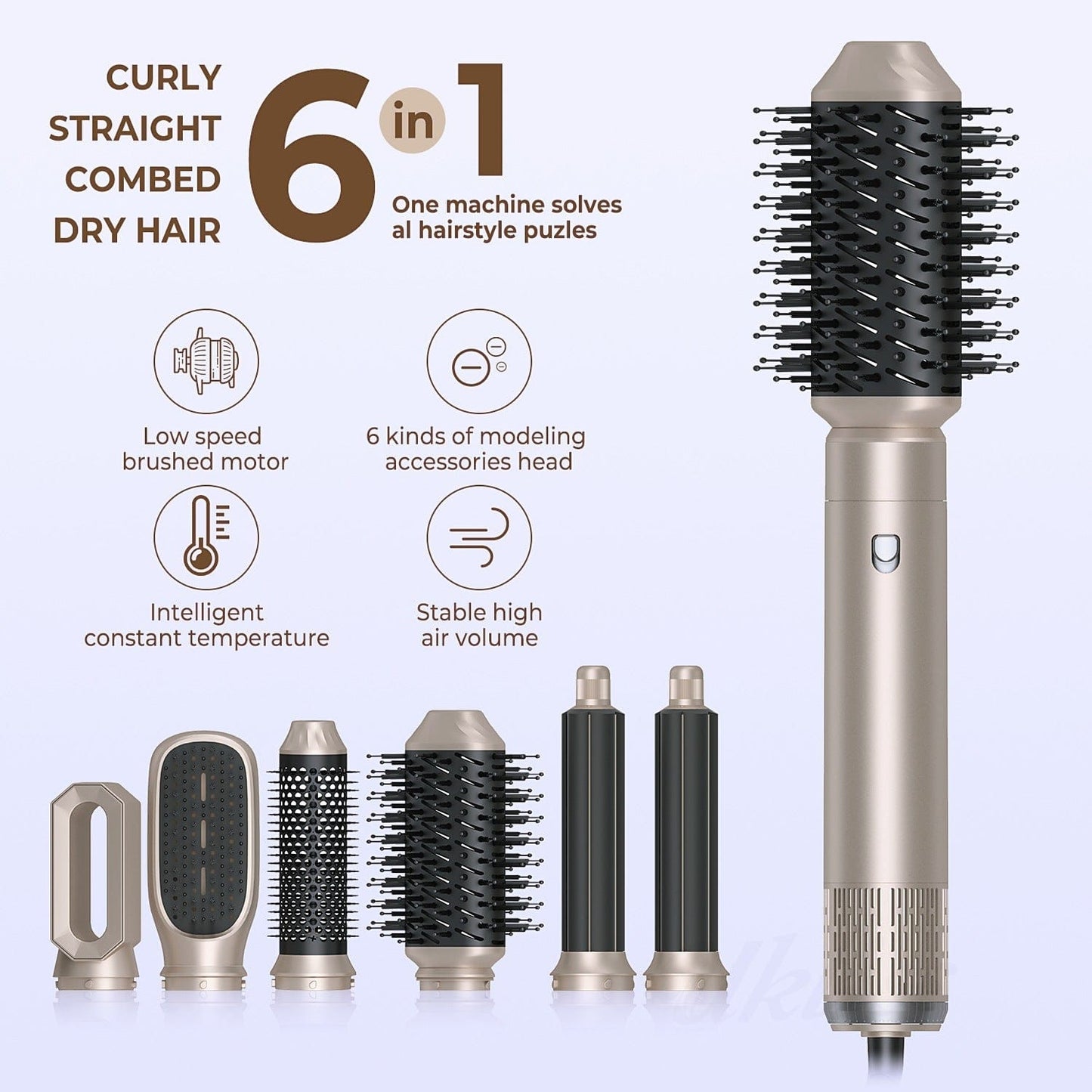6 in 1 Styling-Haartrockner – mit 6 Aufsätzen für jeden Look
