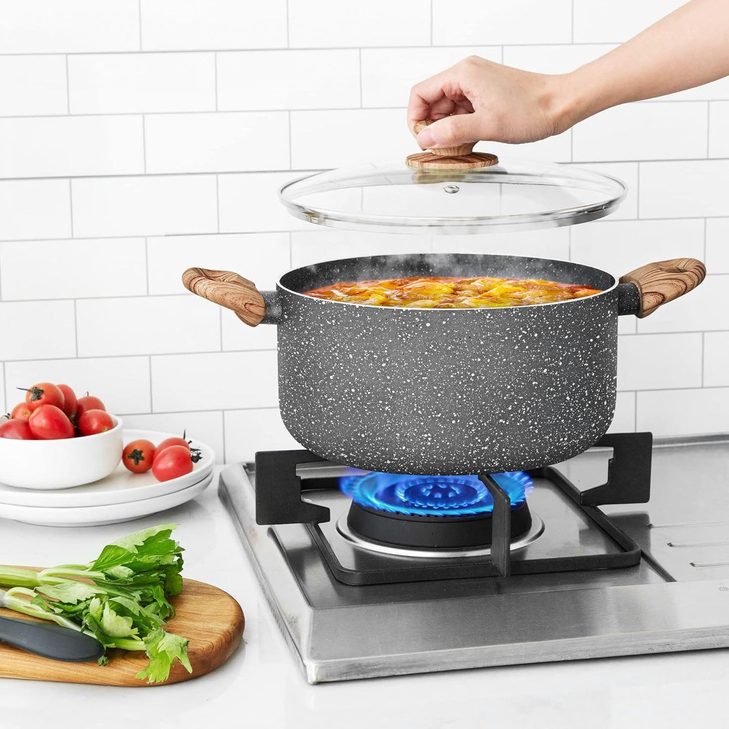 10-teiliges Aluminium Kochgeschirr-Set mit Marmor-Design