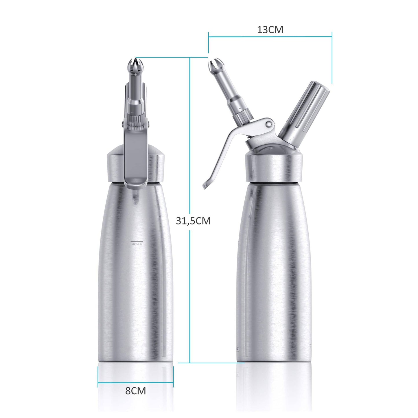 Sahnespender 500 ml – Edelstahl, für Schlagsahne, Mousse & Desserts