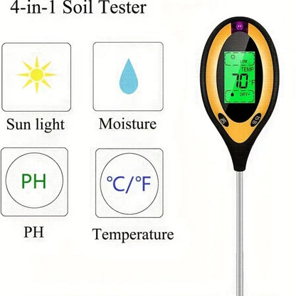 Bodentester – 4-in-1 für pH-Wert, Feuchtigkeit, Temperatur & Sonneneinstrahlung