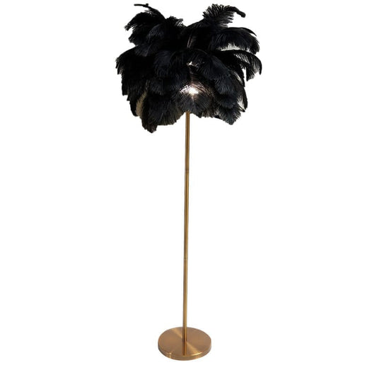 Straussenfeder-Stehlampe – 150 x 60 cm, mit echten Federn, glamourös & elegant